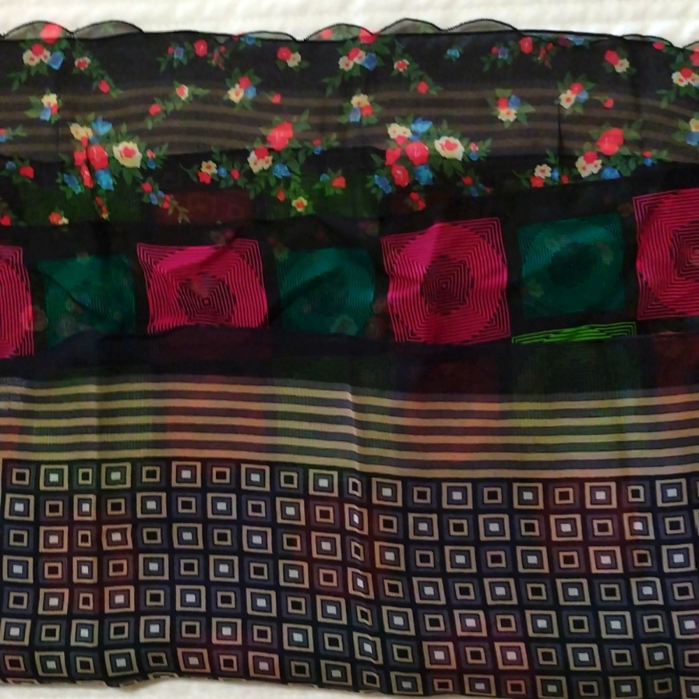 (421) set of 3 silk scarfs square 20 inches Casual Corner 90s vintage
